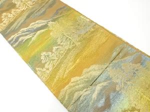 アンティーク　山並みに樹木風景模様織出し袋帯（材料）